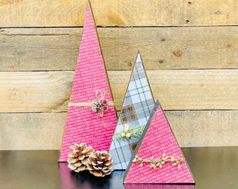 Rustieke houten kerstbomen: kerstplankjes (set van 3)