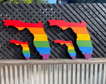 Rustieke vlag Florida Pride: handgemaakt LGBTQ-regenboogdecor