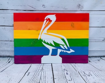 Vlag van St. Pete Pride: rustiek houten pelikaanterrasdecor