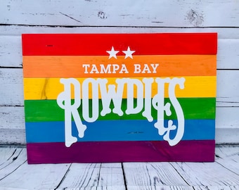 Rowdies Pride-vlag | Rustiek geverfd hout LGBTQ-decor