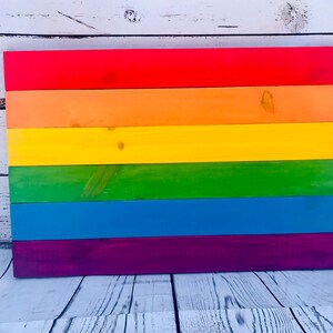 Handmade Wooden Pride Flag: Rustic LGBTQ Decor (15&quot; X 22&quot;)