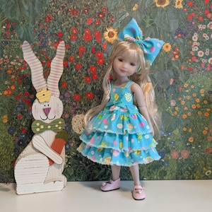 OOAK Easter Holiday Spring Dress and Headband with Bow for 15 inch Ruby Red Fashion Friends Dolls
