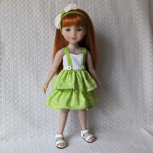 OOAK Spring Summer Dress and Headband with Bow for 15” Ruby Red Fashion Friends and Hearts for Hearts Girls Dolls