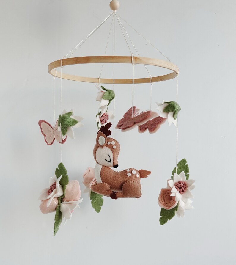 READY TO SHIP Deer Crib Mobile Nursery Mobile Baby Girl Pink Etsy