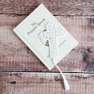 Cross Bookmark - Crochet Crucifix - Communion Gift - Religious Gift - White
