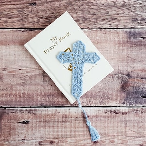 Cross Bookmark - Crochet Crucifix Bookmark- Communion Gift - Religious Gift -Blue