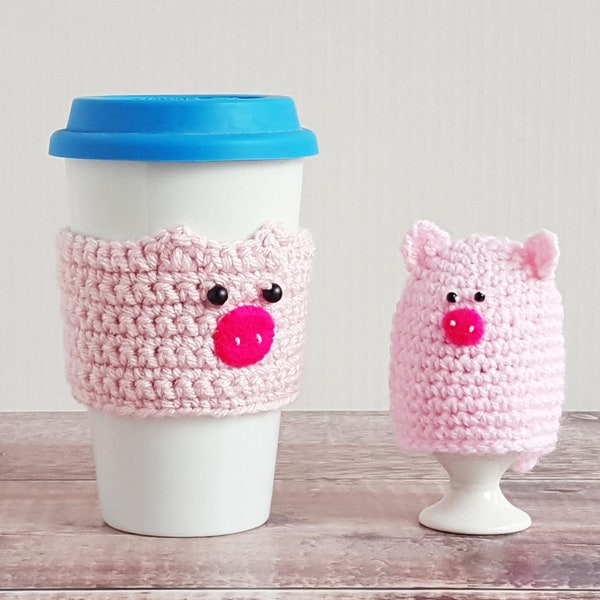 Pig Mug and Egg Cosy Gift Set - Pig Cozie Cup Warmer - Animal Lover Gift - Tea Coffee Lover Gift - Pig