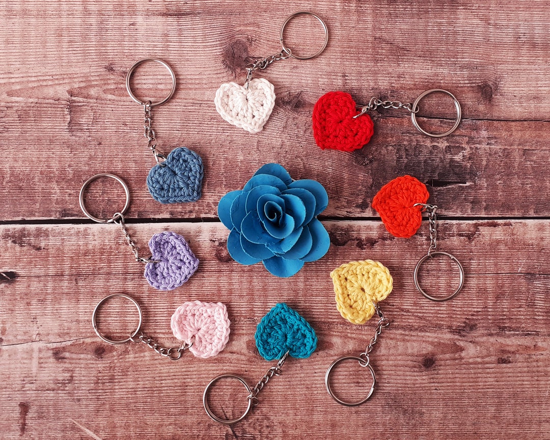 Crochet Heart Keyring Novelty Keychain New Home gift Etsy España
