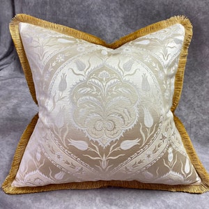 Brocade Cream Damask Silk Pillow