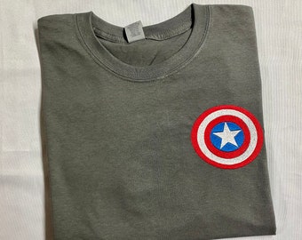Captain America Shield Embroidered T-Shirt: Avengers Inspired