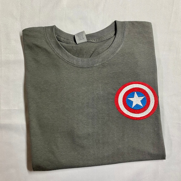 Captain America Shield Embroidered T-Shirt: Avengers Inspired