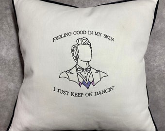 HS Embroidered Pillow: Fine Line Cotton Throw Pillow (20x20)