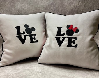 Micky und Minnie Maus Kissen: Besticktes Liebesakzent-Kissen