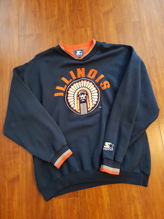 Iconic starter Fighting Illini crew neck. Full sti
