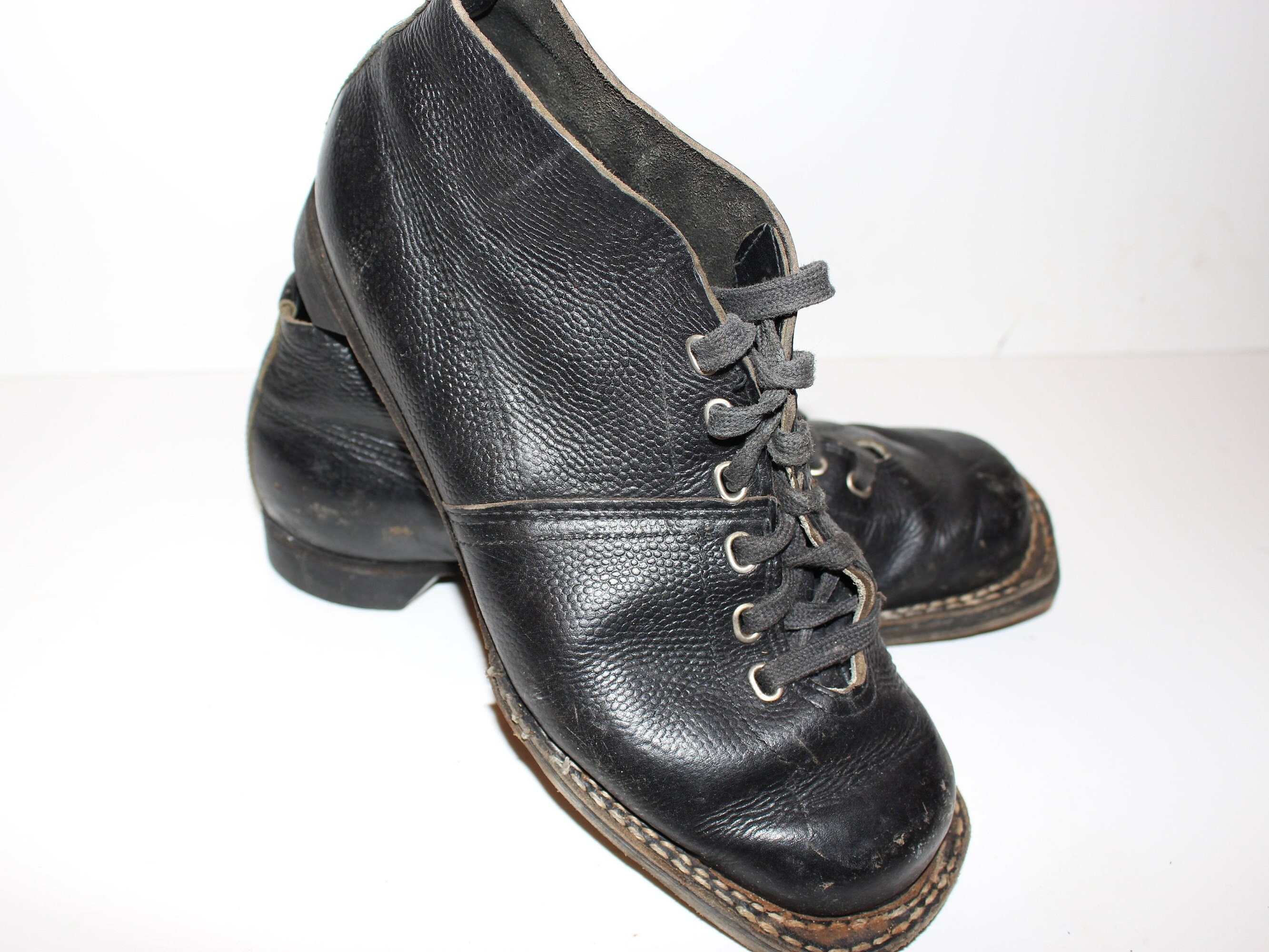 Leather ski boots Vintage Retro cross country skiing Rare Etsy