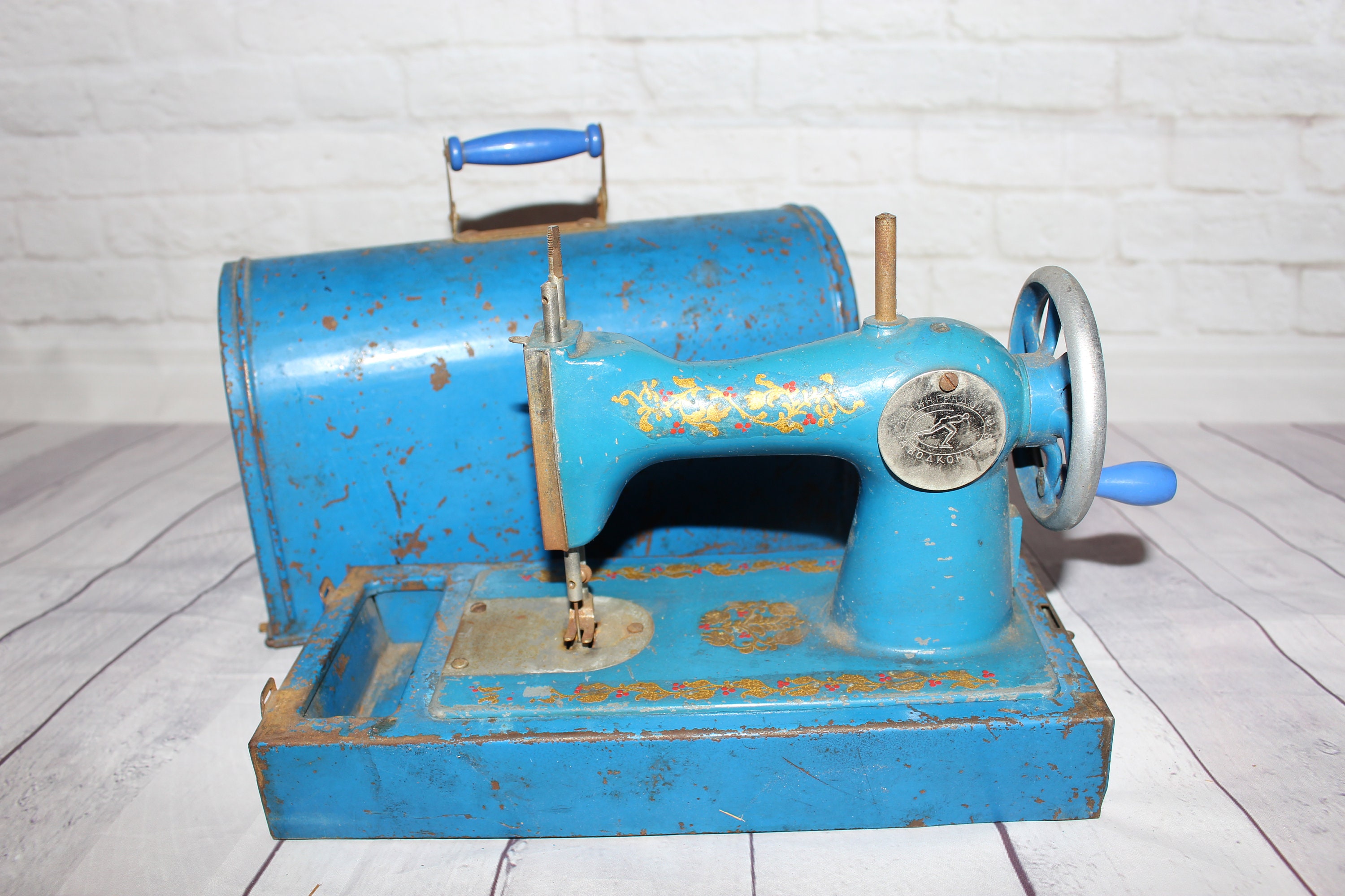 Blue Vintage Sewing machine. vintage toy. child sewing Etsy