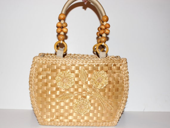 Antique basket bag, Old Basket, Vintage Wicker Bag
