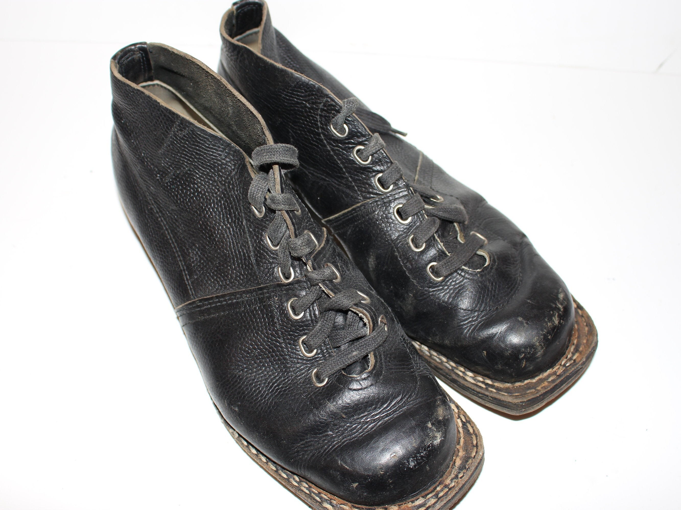 Leather ski boots Vintage Retro cross country skiing Rare Etsy