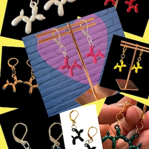 Koons Inspired Balloon Dog Earrings