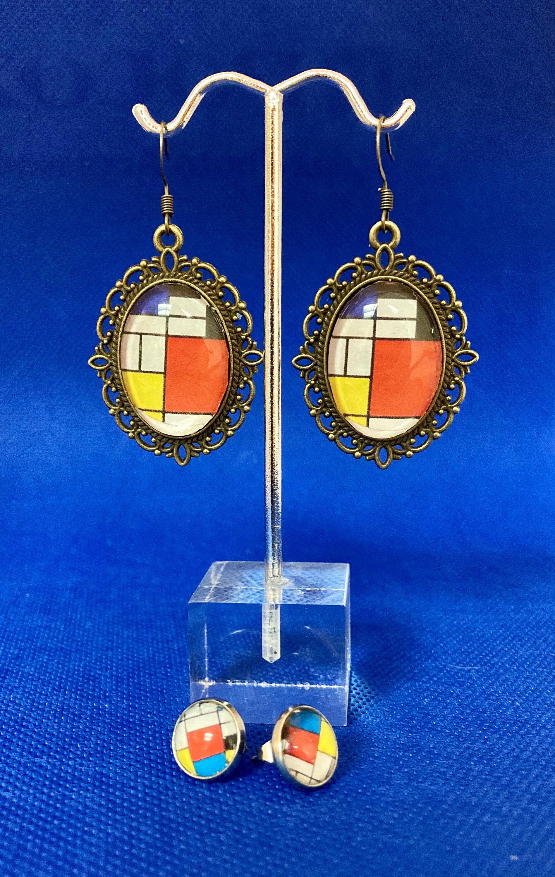 Piet Mondrian Composition Paintings set of Studs and Dangle Earrings