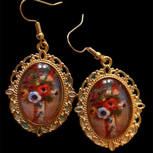 Still Life with Anemones painting by Odilon Redon Art Inspired Earrings