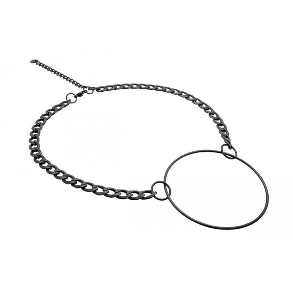 Stainless steel choker crub chain with circle | basic and minimalist | solid steel