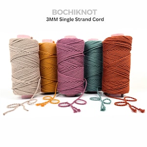 Egyptian Giza Macrame Cord 3mm - Cotton Yarn Rope - Macrame Colored Cord Cotton Cord for Wall Hangings & Plant Hangers (150 yds)