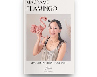 Padrão de Escultura de Flamingo em Macramê - Técnicas Avançadas de Nós (E-book Faça Você Mesmo)