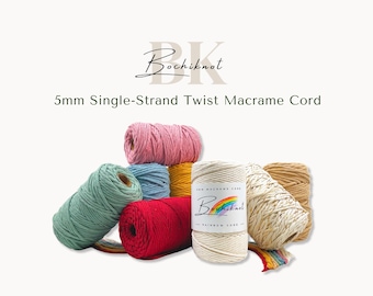 5mm Recycled Cotton Macrame Cord - 150 yds, Single Twist Strand