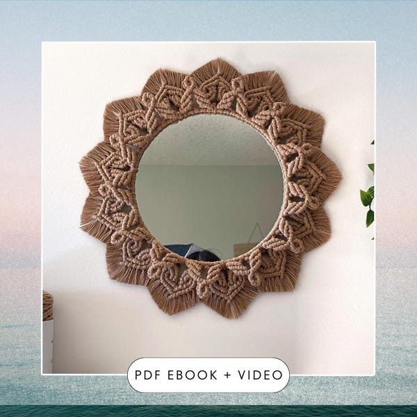 Padrão de espelho mandala em macramê – Decoração de parede boho (e-book em PDF + vídeo)