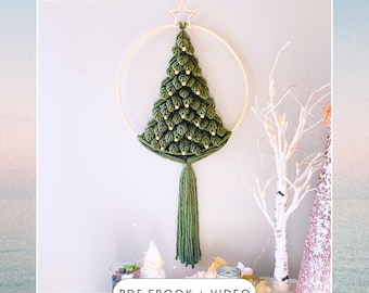 Macrame Christmas Tree Wall Hanging DIY Pattern EBOOK - Macrame Christmas Tree Dreamcatcher Pattern - Tutorial PDF instructions + Video