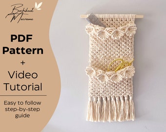 Macrame Pocket PATTERN pdf, macrame book holder, macrame for