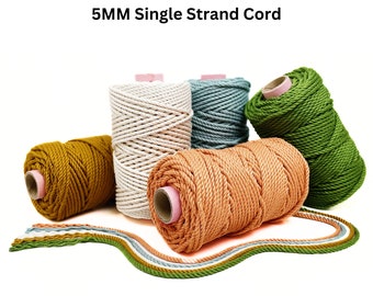 BOCHIKNOT Bamboo Macrame Cord 5mm - Cotton Yarn Rope - Macrame Colored Cord Cotton Cord for Wall Hangings & Plant Hangers (105 yds)