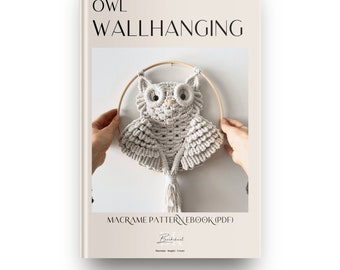 Padrão de coruja em macramê para pendurar na parede – Tutorial em formato de e-book (PDF)
