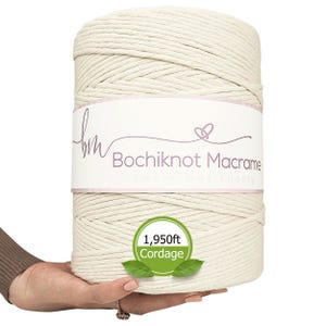 Macrame Cord Jumbo Bulk Large Macrame Cord Single Strand Cord Organic Premium Cotton Cord for Wall hangings and Cord for Plant hangers