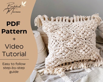 Macrame Pillow Cover DIY EBOOK Pattern Bohemian Handmade Decoration Macrame  Pattern Macrame Cushion Cover Pattern PDF instructions