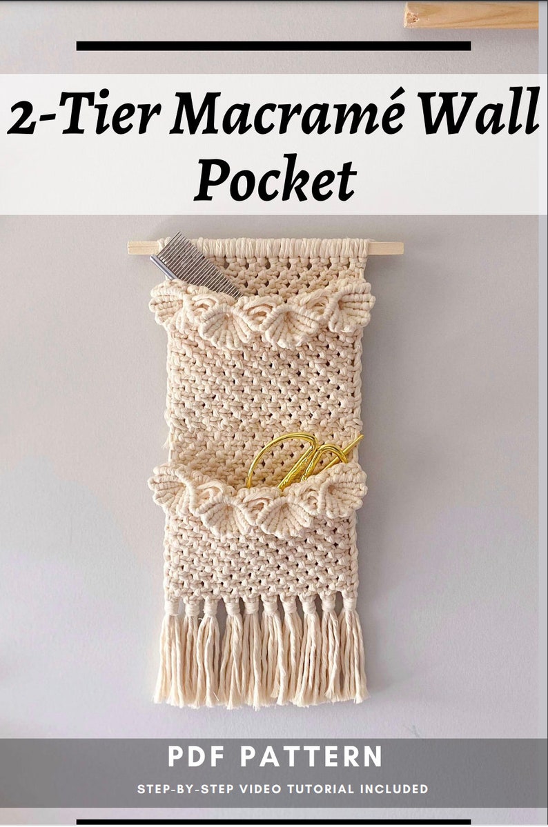 Macrame Wall Hanging Pattern With Pockets (PDF & Video) - Etsy