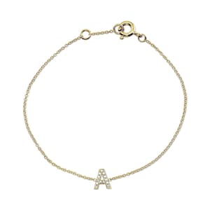 Pulsera con inicial de diamantes en oro de 14 quilates / Pulsera con letras personalizadas / Joyas delicadas personalizadas / Pulsera minimalista de oro / Regalo de Navidad para ella