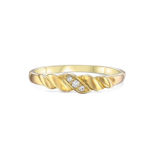 14K Gold Croissant Ring: Diamond Minimalist Pinky Ring