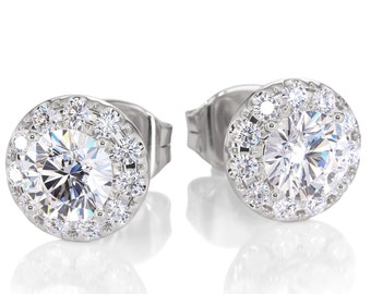 Diamond Cluster Earrings ~ Round Diamond Earrings ~ Bridal Earrings ~ ~ Christmas Sale