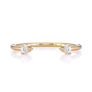 14K Gold Open Cuff Diamond Ring | Open Design Ring | Minimalist Stackable Ring | Promise Ring | Christmas Gift | Custom Gold Options