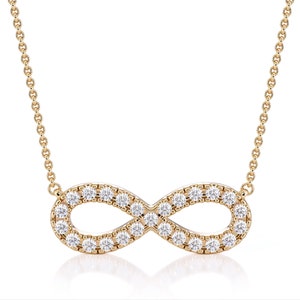 14K Gold Diamond Infinity Kette: Zierlicher Pave Anhänger, 0.50 ct