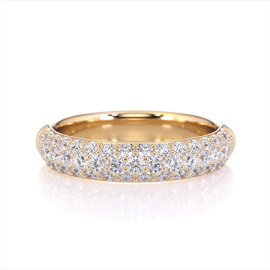 14K Gold Half Eternity Diamond Wedding Band (1.15 Ctw) - Etsy Denmark