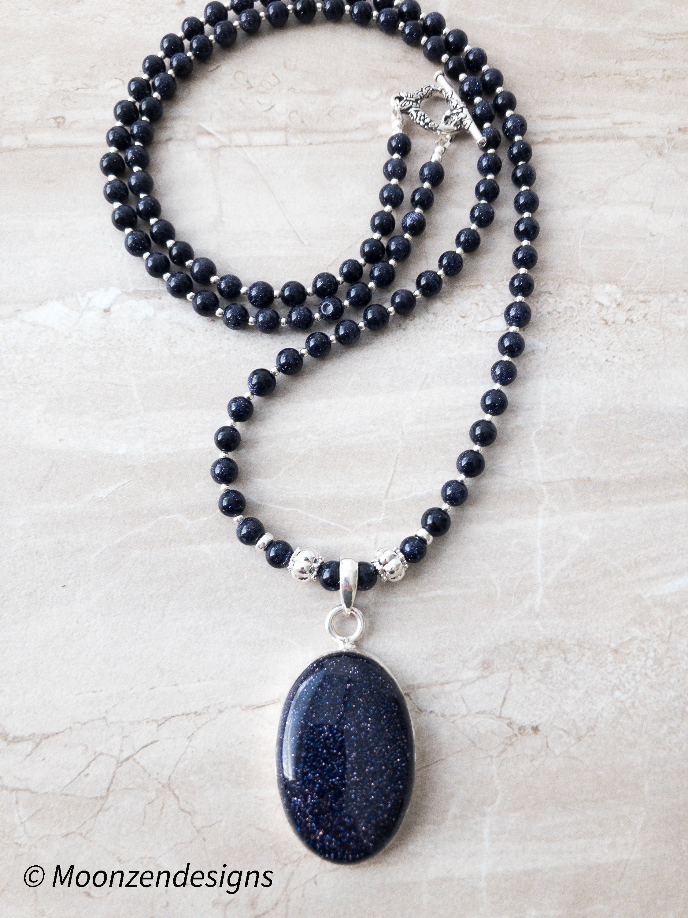 Blue goldstone necklace Clearance