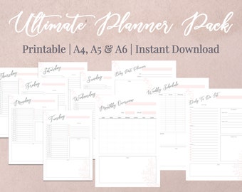 Ultimate Planner Pack | Daily Schedule | Weekly Schedule | Monthly Schedule | To Do List | Blog Post Planner | Printable | A4, A5, A6