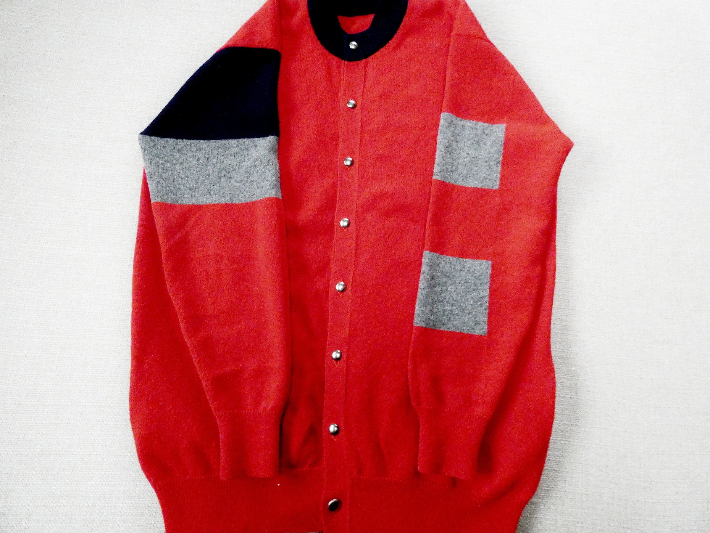 L-XL SCOTTISH Sweater Vintage Pure Wool Buttoned Cardigan