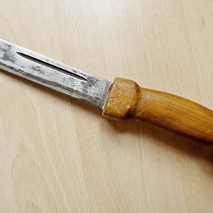 12,2&quot; Hunting Knife Estonian LARGE HANDMADE Vintage Heavy Knife Wooden Handle Thick Strong Blade Puuko Puukko