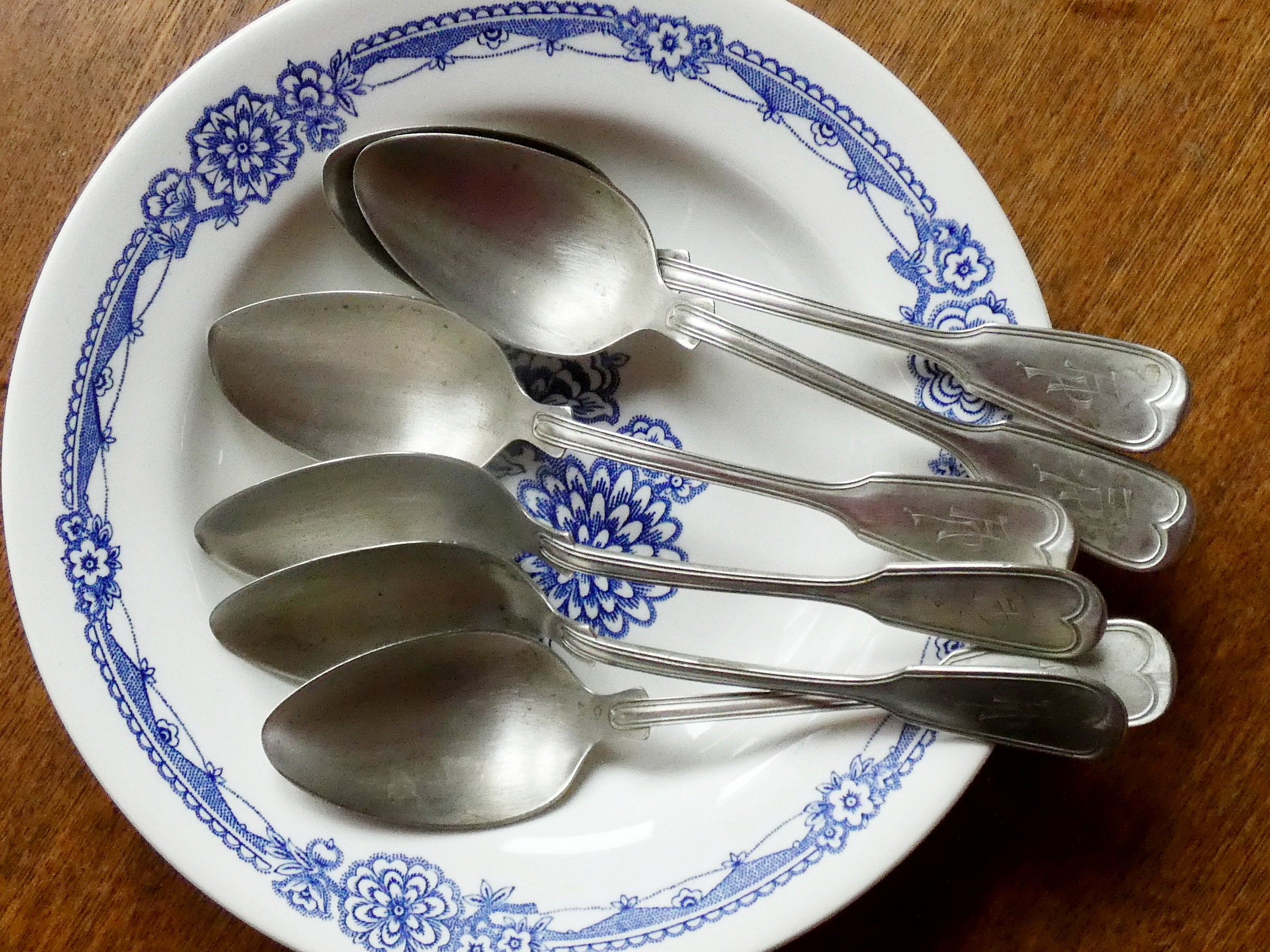 ANTIQUE Alpaca Tablespoons Set of 6 Alpaca Tablespoons With Monogram ...