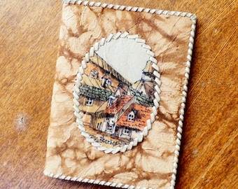 Vintage Small Book Cover Embossed Real Leather Notebook/Calendar Cover Gift Idea!