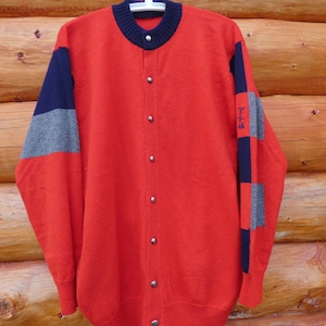 L-XL SCOTTISH Sweater Vintage Pure Wool Buttoned Cardigan with Pockets Pringle of Scotland Quality Cardigan